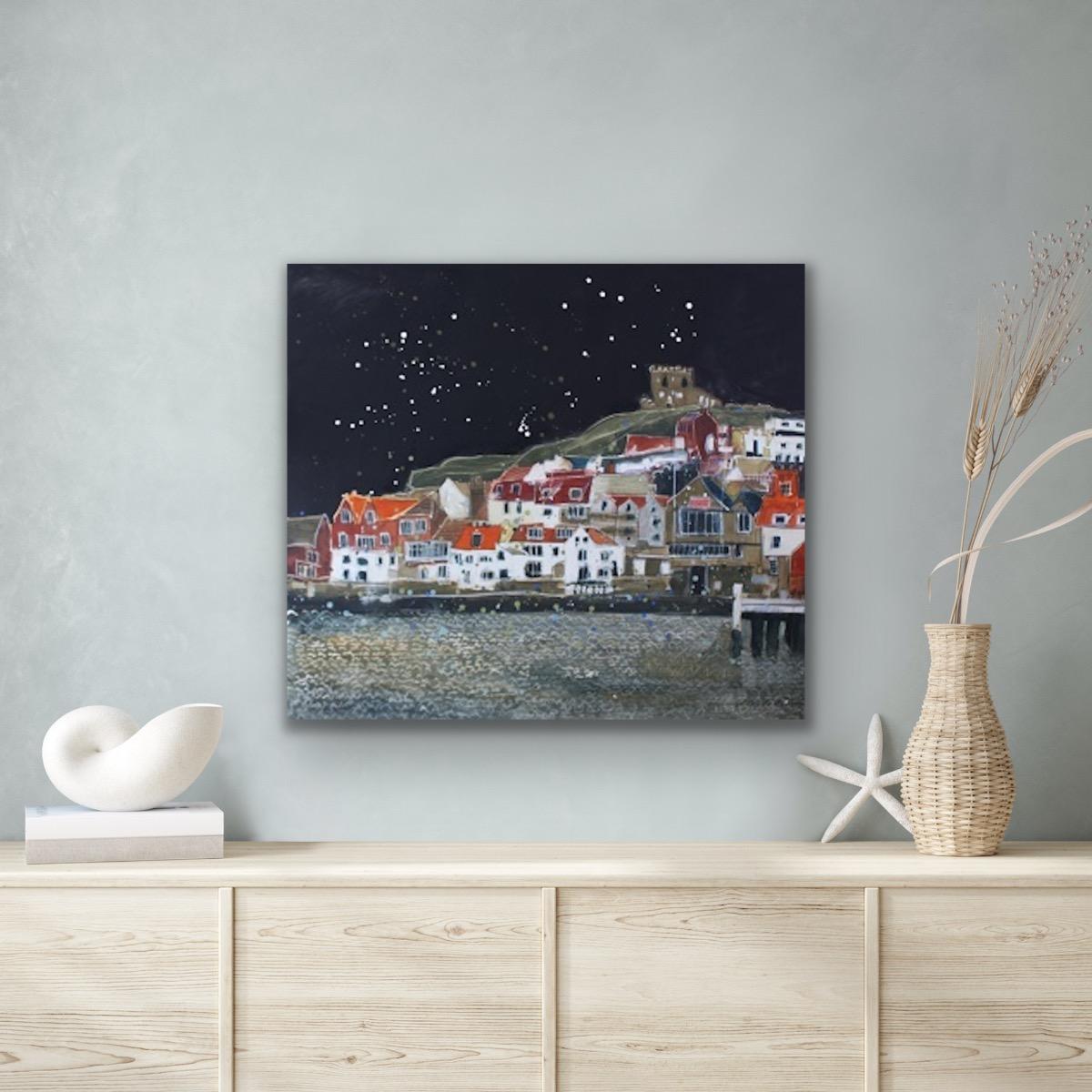Silvery Light, Whitby, original painting, landscape, contemporary - Contemporary Painting by Susan Brown