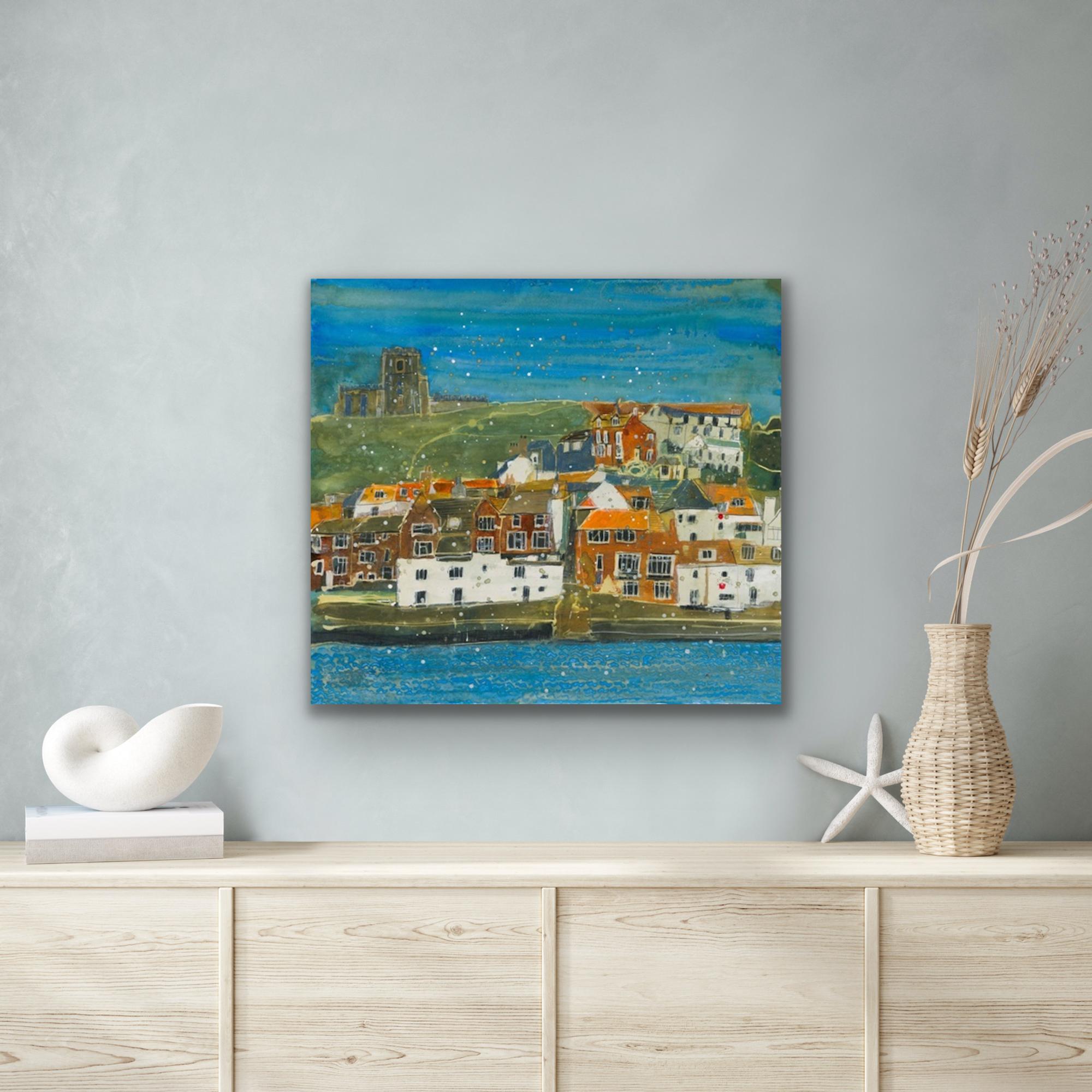 Chiesa di St Mary, Whitby, quadro originale, paesaggio, contemporaneo - Painting Contemporaneo di Susan Brown