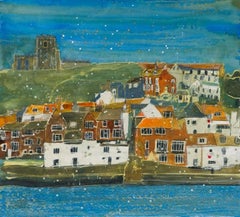 Chiesa di St Mary, Whitby, quadro originale, paesaggio, contemporaneo