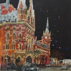 St Pancras, London, Gothic revival, landscape, cityscape, London, cars