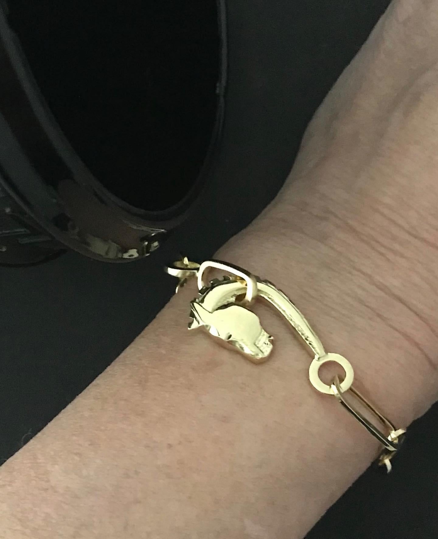 Greek Revival Susan Crow Studio 18kt Fairmined Gold Trojan Horse Clasp with Links Bracelet For Sale