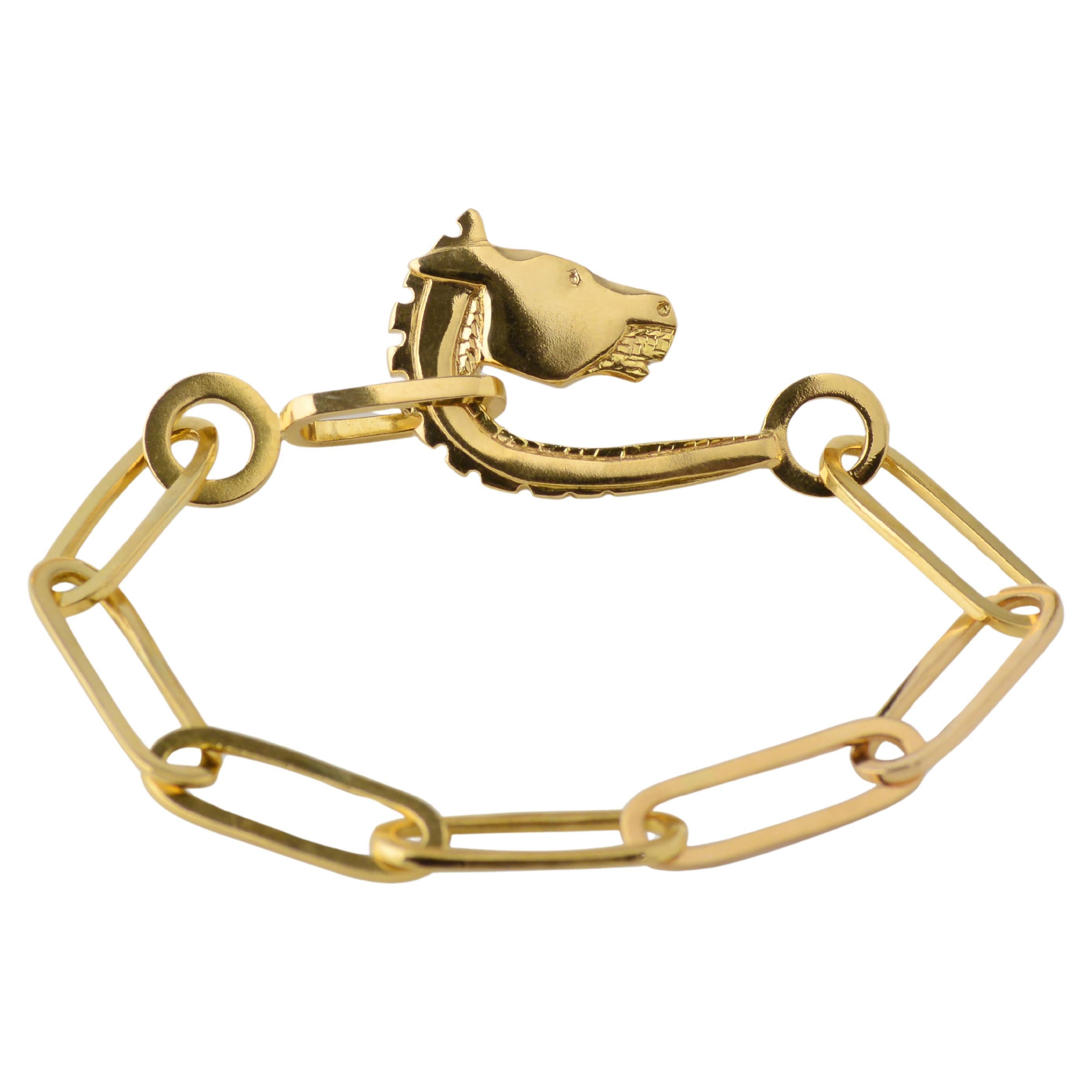 Susan Crow Studio 18kt Fairmined Gold Trojan Horse Clasp with Links Bracelet For Sale