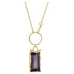 Susan Crow Studio Amethyst and Yellow Gold Lariat Pendant