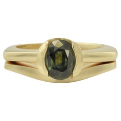 Susan Crow Studio FAIRMINED GOLD and GREEN SAPPHIRE RING SET