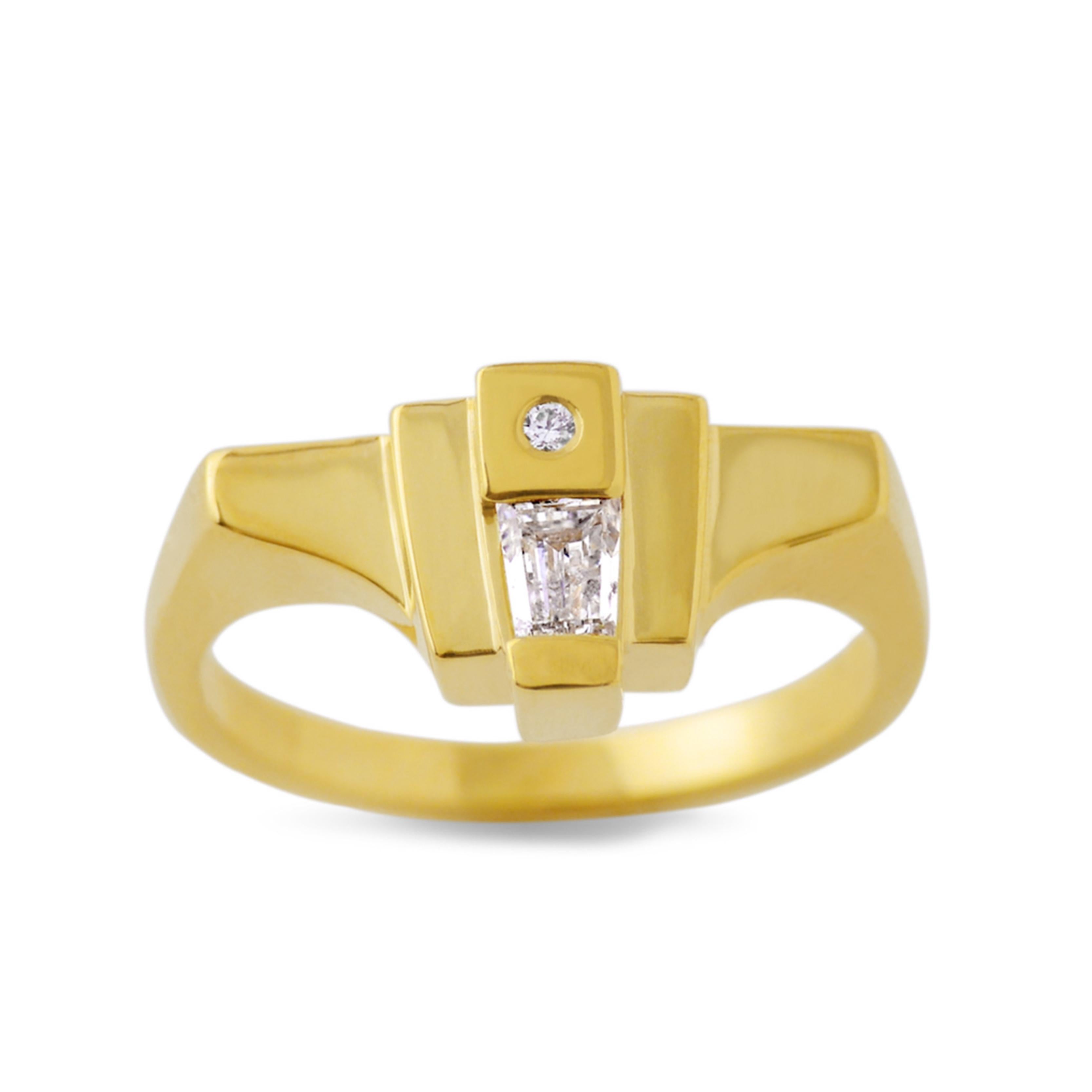 Art Deco Susan Crow Studio FAIRMINED Yellow Gold and Diamond Helen of Troy Ring For Sale