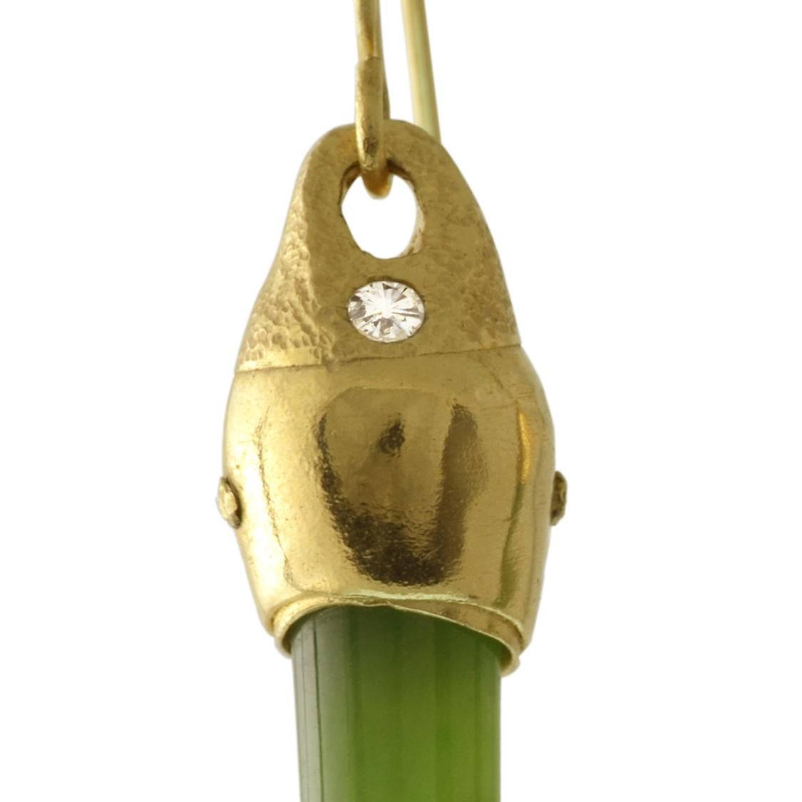 Susan Crow Studio Gelbgold-Tropfen-Ohrringe mit Nephrit und Diamant (Zeitgenössisch) im Angebot