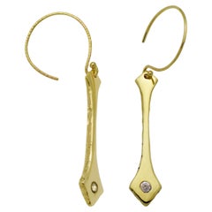 Susan Crow Studio Yellow Gold and Champagne Colored Diamond Drop Earrings