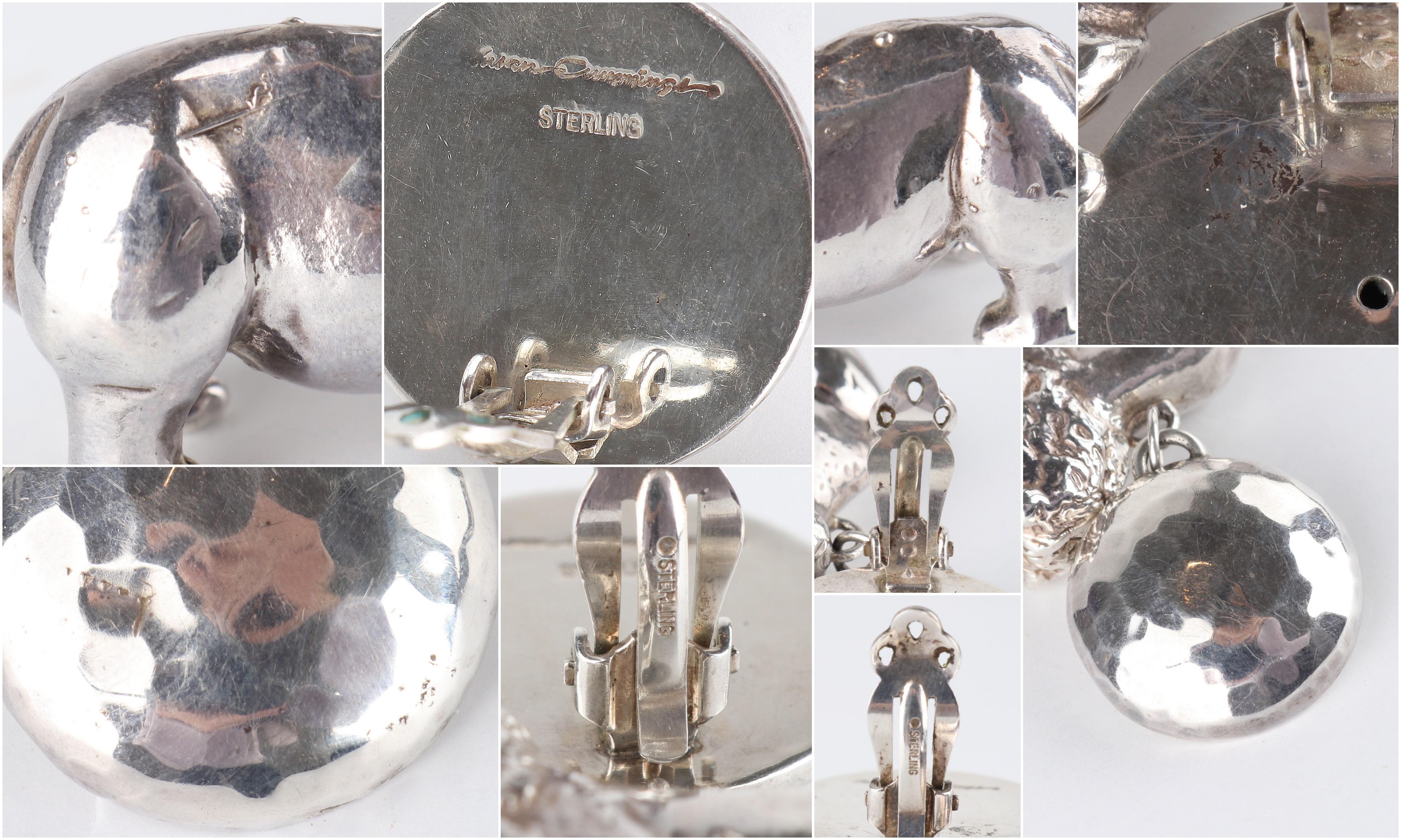 SUSAN CUMMINGS c.1990's Vtg Sterling Silver Beaded Animal Necklace Earrings Set For Sale 6