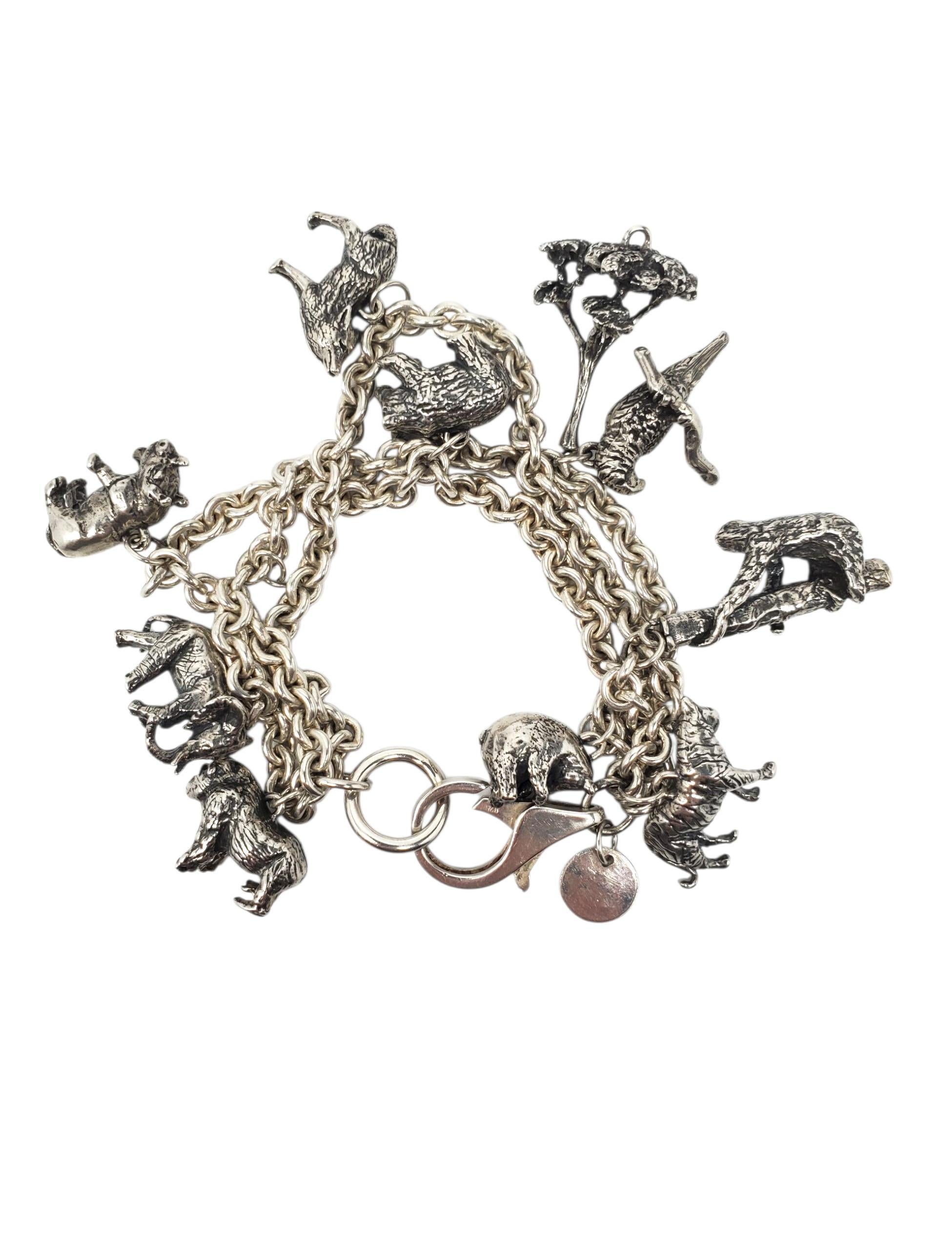 Contemporaneo Susan Cummings Bracciale Charm a 3 catene in argento con specie in via di estinzione #22734 in vendita