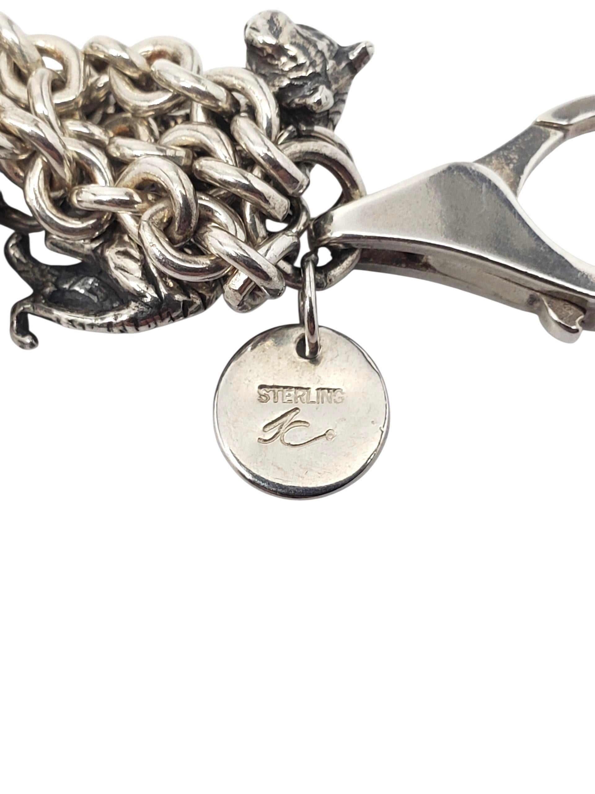 Susan Cummings Bracciale Charm a 3 catene in argento con specie in via di estinzione #22734 in vendita 3