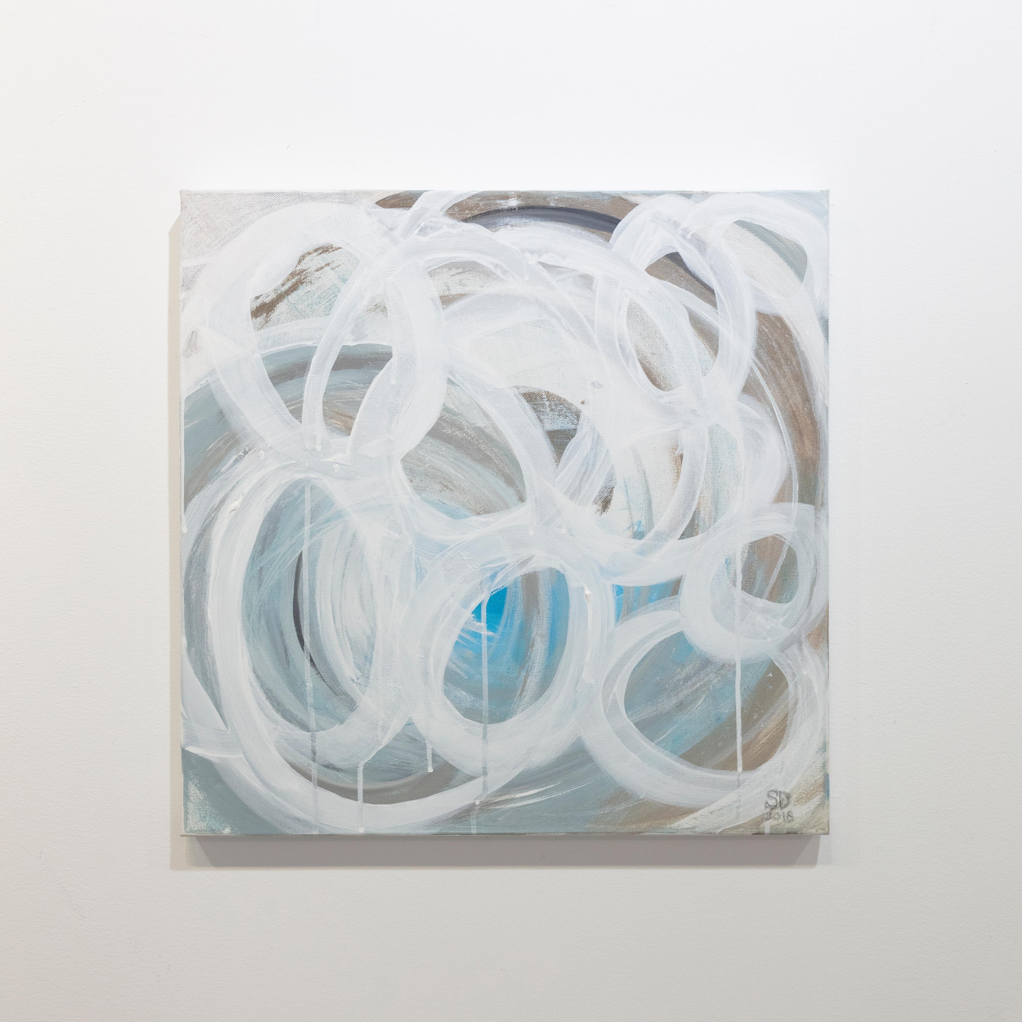 Abstraktes Gemälde „Concentric #2“ (Grau), Abstract Painting, von Susan De Chiara