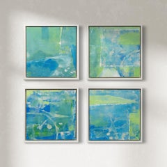"Study in Greens and Blues #1 - 4" Abstract Paintings