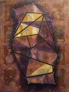 BOOK OF KNOWLEDGE (Purple & Yellow - Abstract,  Geometric, Encaustic)