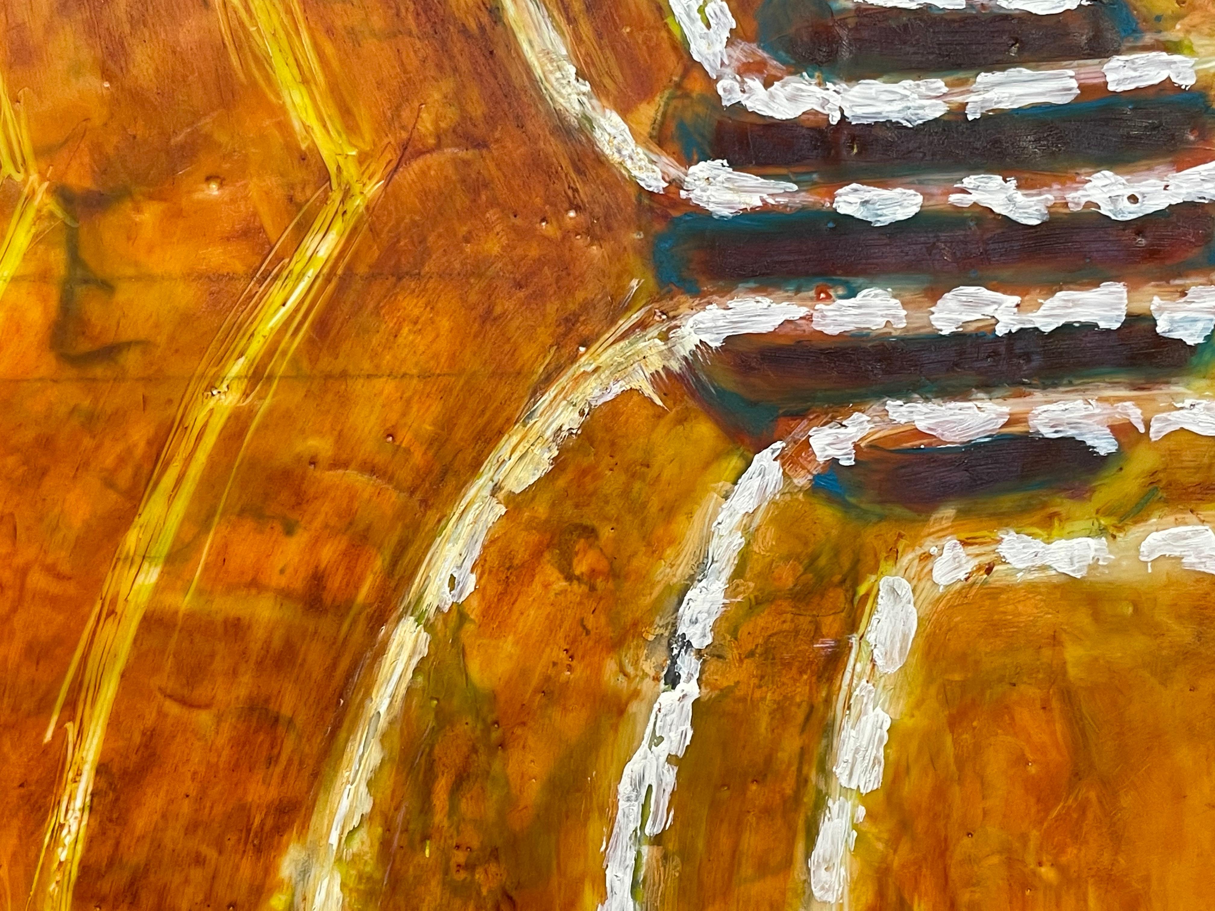 ENERGY FIELD/DECARTES (Shades of Orange - Abstract,  Encaustic) For Sale 8