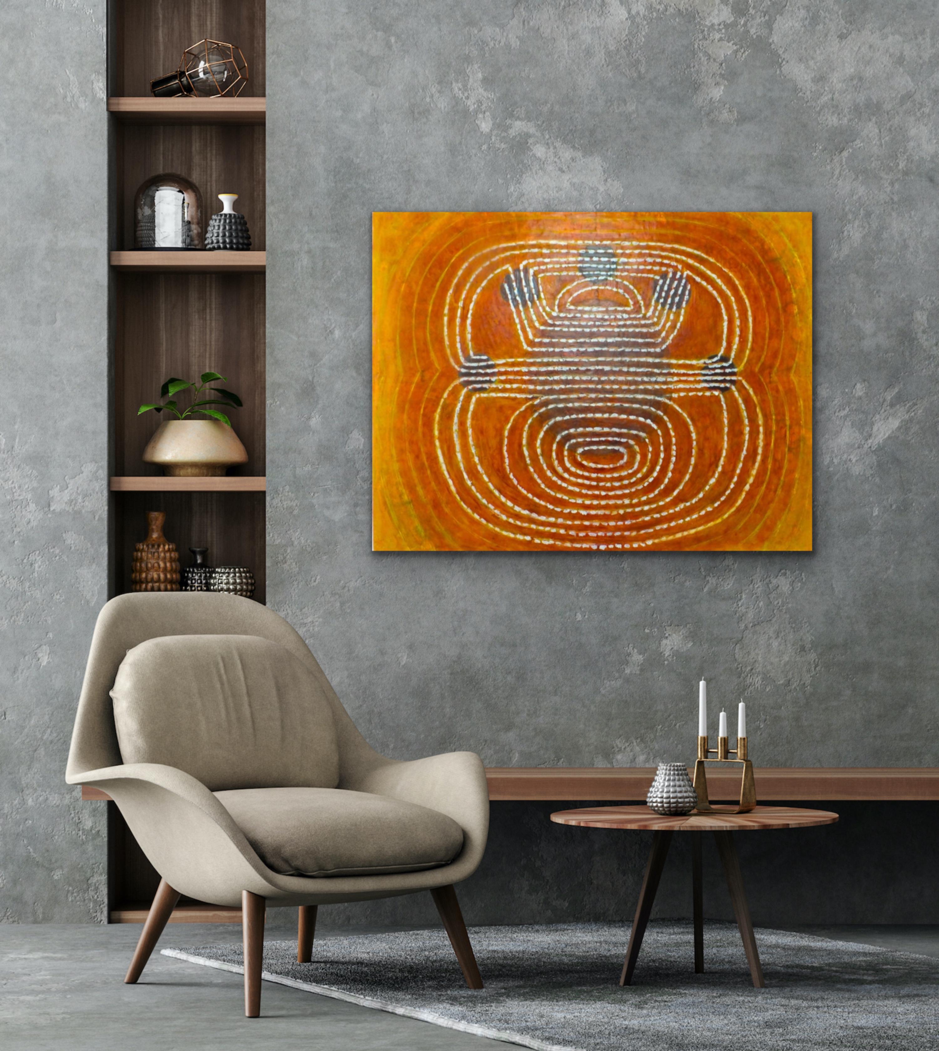 ENERGY FIELD/DECARTES (Shades of Orange - Abstract,  Encaustic) For Sale 1