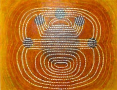 CAMPO ENERGETICO/DESCARTES Sfumature di arancione - Encausto astratto 2016 Artista donna