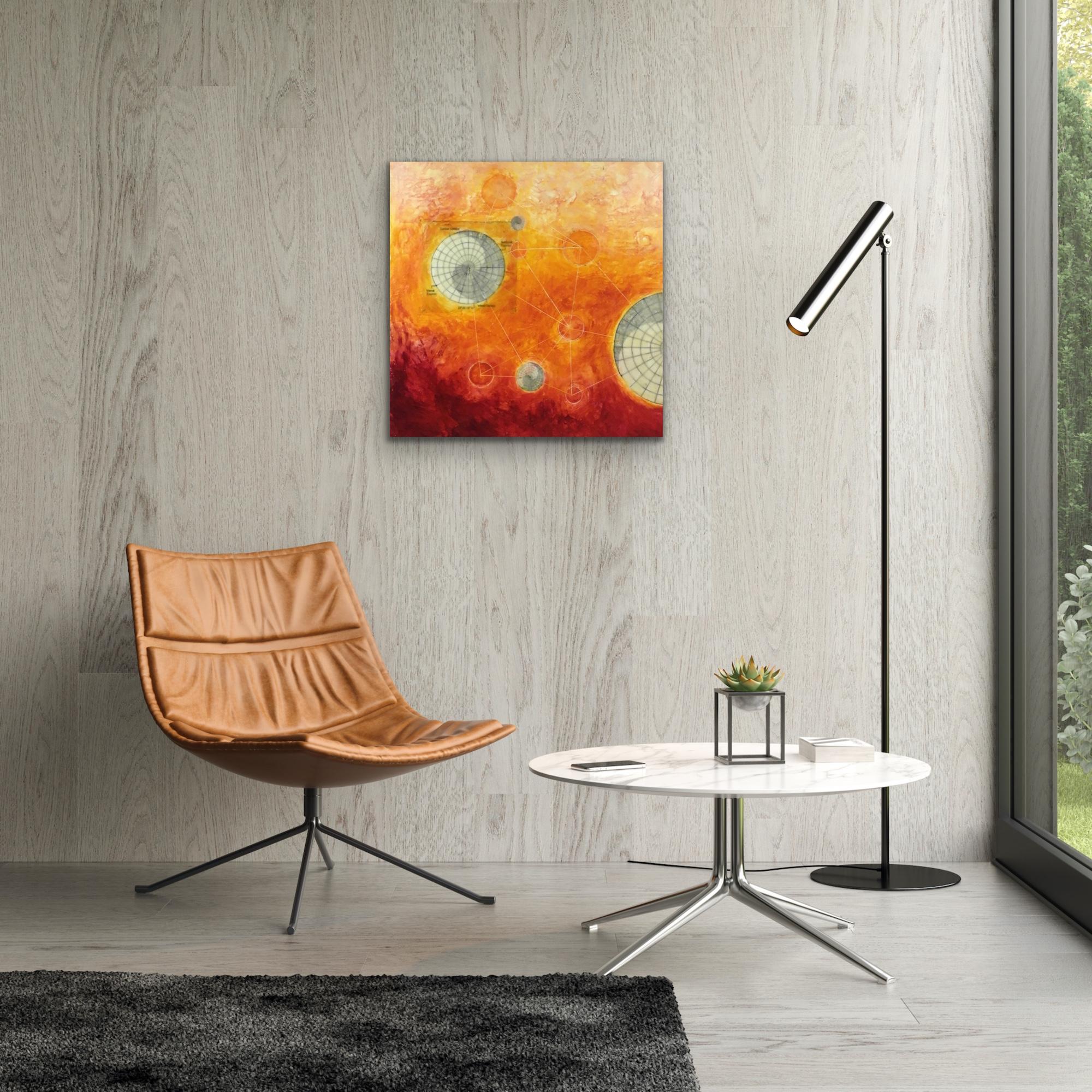SOLSTICE 2019 ( Rot & Orange, Abstrakt, Geometrisch, Enkaustik-Gemälde auf Karton) im Angebot 4