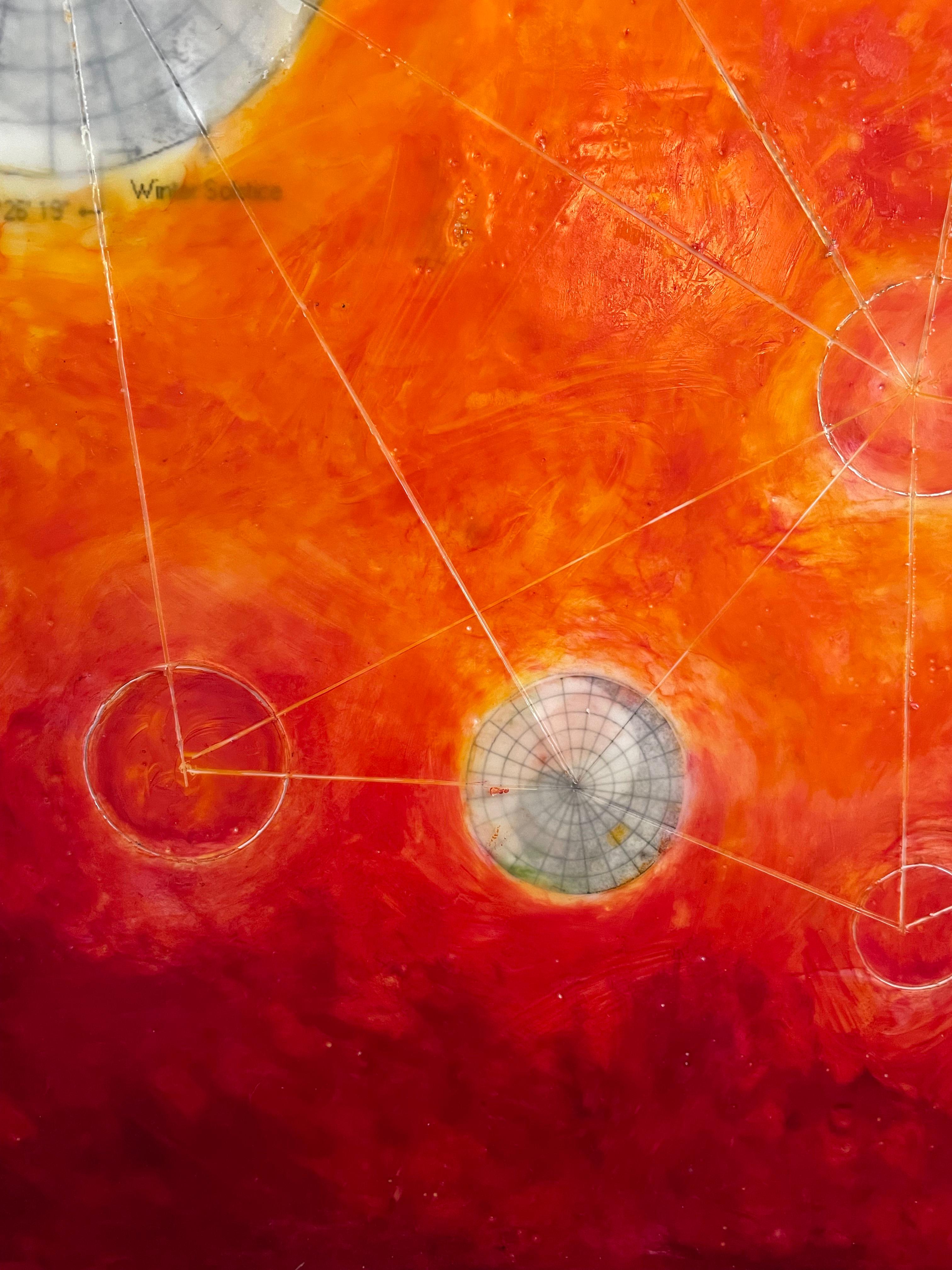 SOLSTICE 2019 ( Rot & Orange, Abstrakt, Geometrisch, Enkaustik-Gemälde auf Karton) im Angebot 5