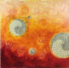 SOLSTICE (Red & Orange, Abstract, Geometric, Encaustic)