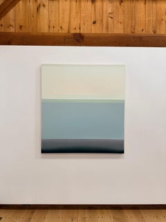 Un sentimento formale - Pittura contemporanea colata Blu Sage pallido, 2025