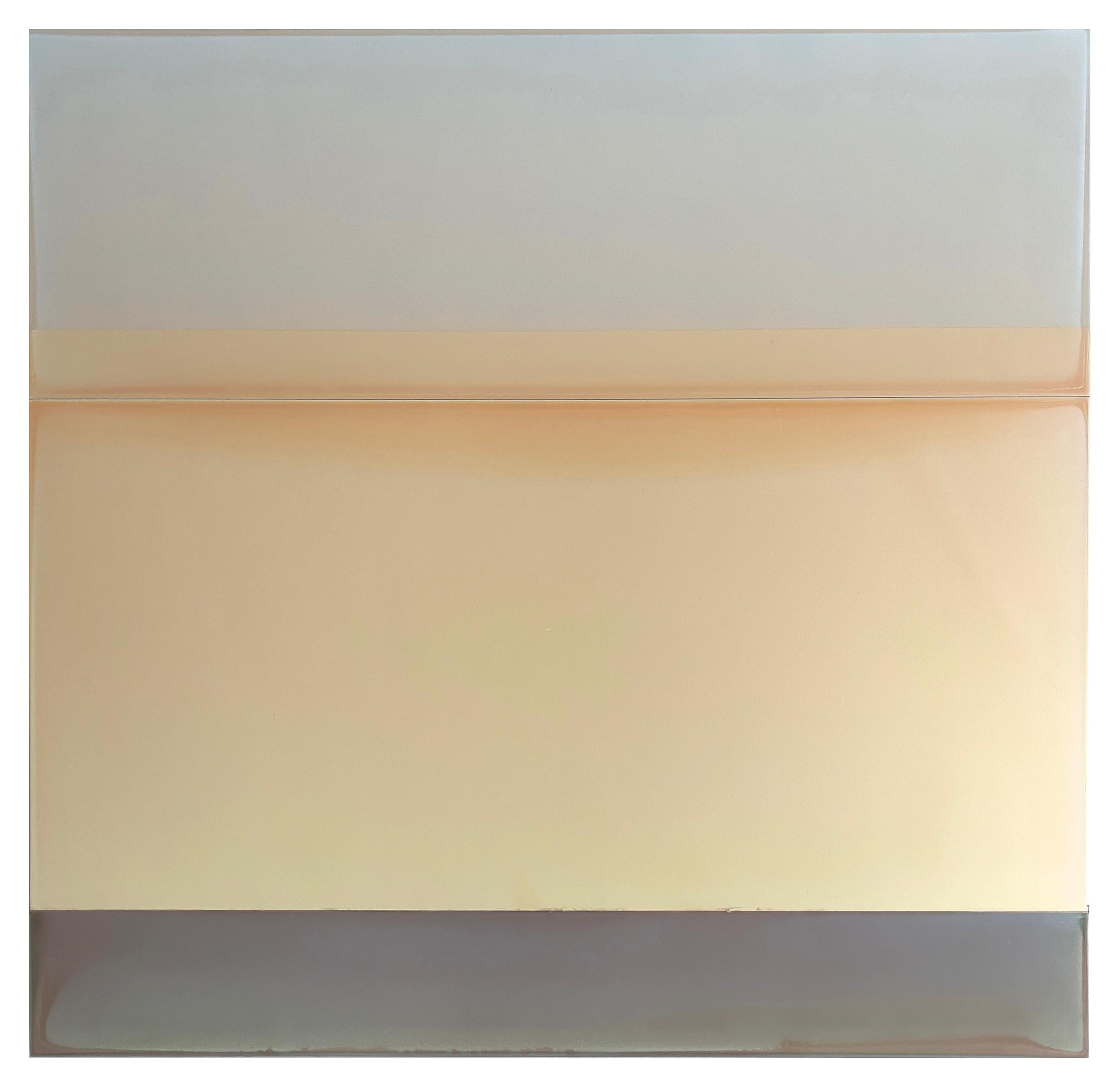 April - Abstract Poured Painting Ivory Neutral Gray Blue Violet, 2023