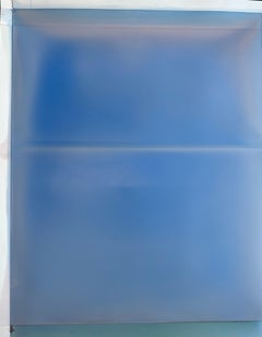 Cascading Folds Aqua Footer, Sky Blue, Mint Green, Tinted Polymer, Yupo Paper