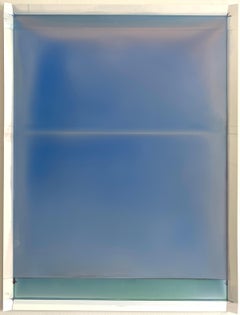 Cascading Folds Aqua Footer, Sky Blue, Mint Green, Tinted Polymer, Yupo Paper