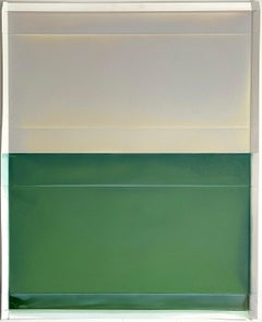 "Cascading Folds (with footer) No.70" 2025 tinted polymer on Yupo paper