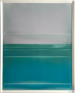 "Cascading Folds (with footer) No.74" 2025 tinted polymer on Yupo paper