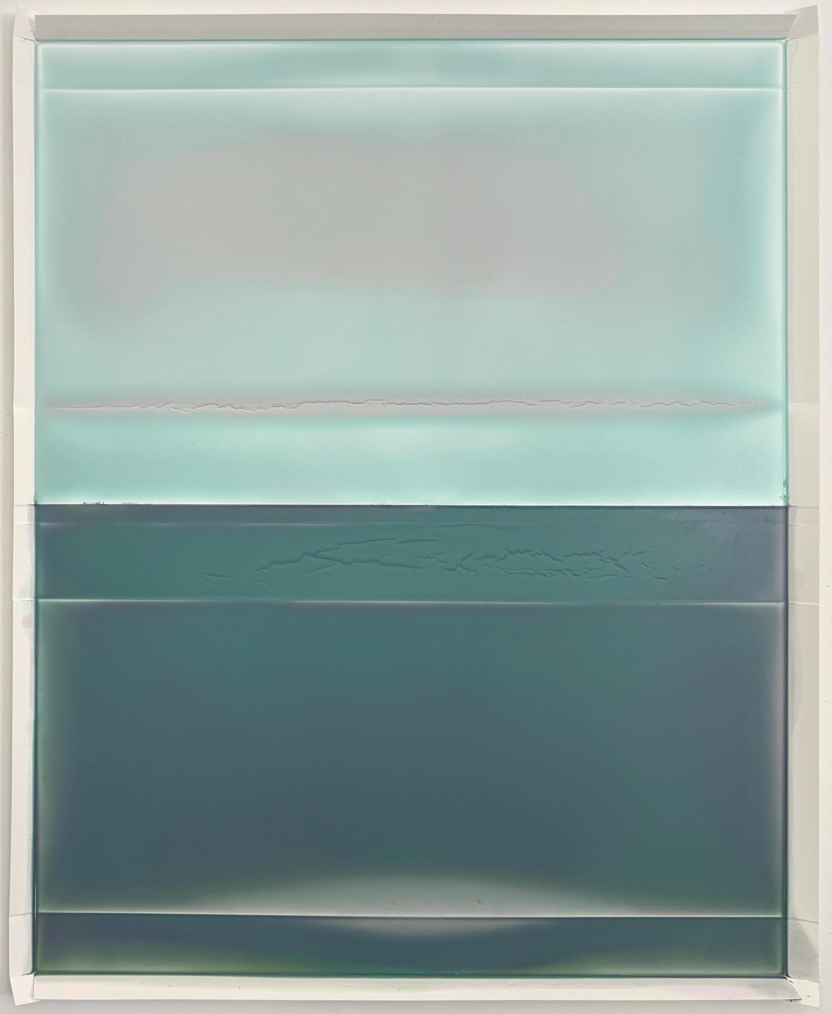 "Cascading Folds (with footer) No.75" 2025, tinted polymer on Yupo paper