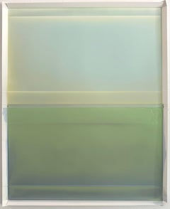 "Cascading Folds (with Footer) No.76" 2025, tinted polymer on Yupo paper