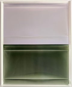 "Cascading Folds (with Footer) No.79" 2025, polymère teinté sur papier Yupo.