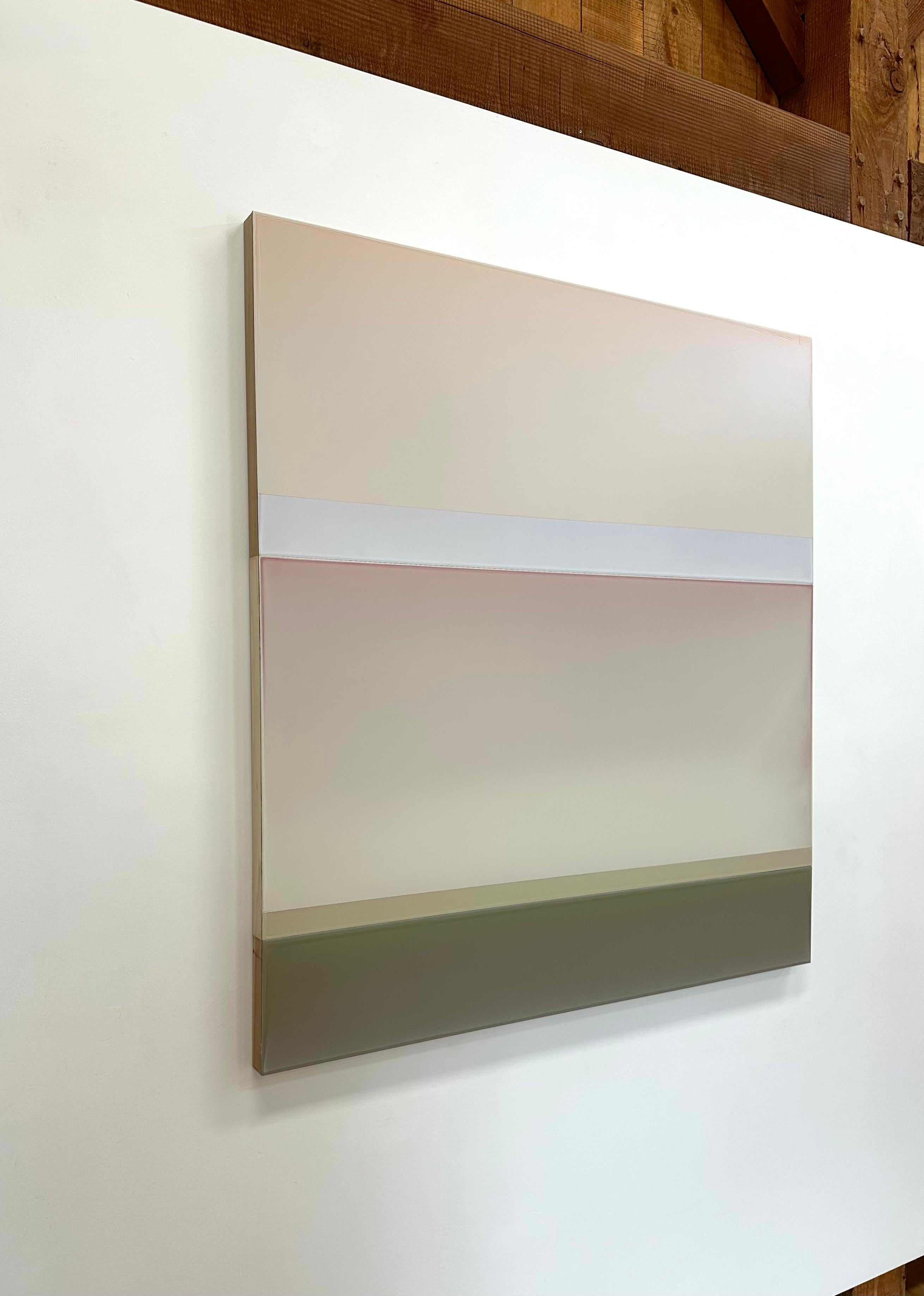 Clearing - Pittura astratta contemporanea versata Peach Cream Beige, 2024 - Painting Contemporaneo di Susan English