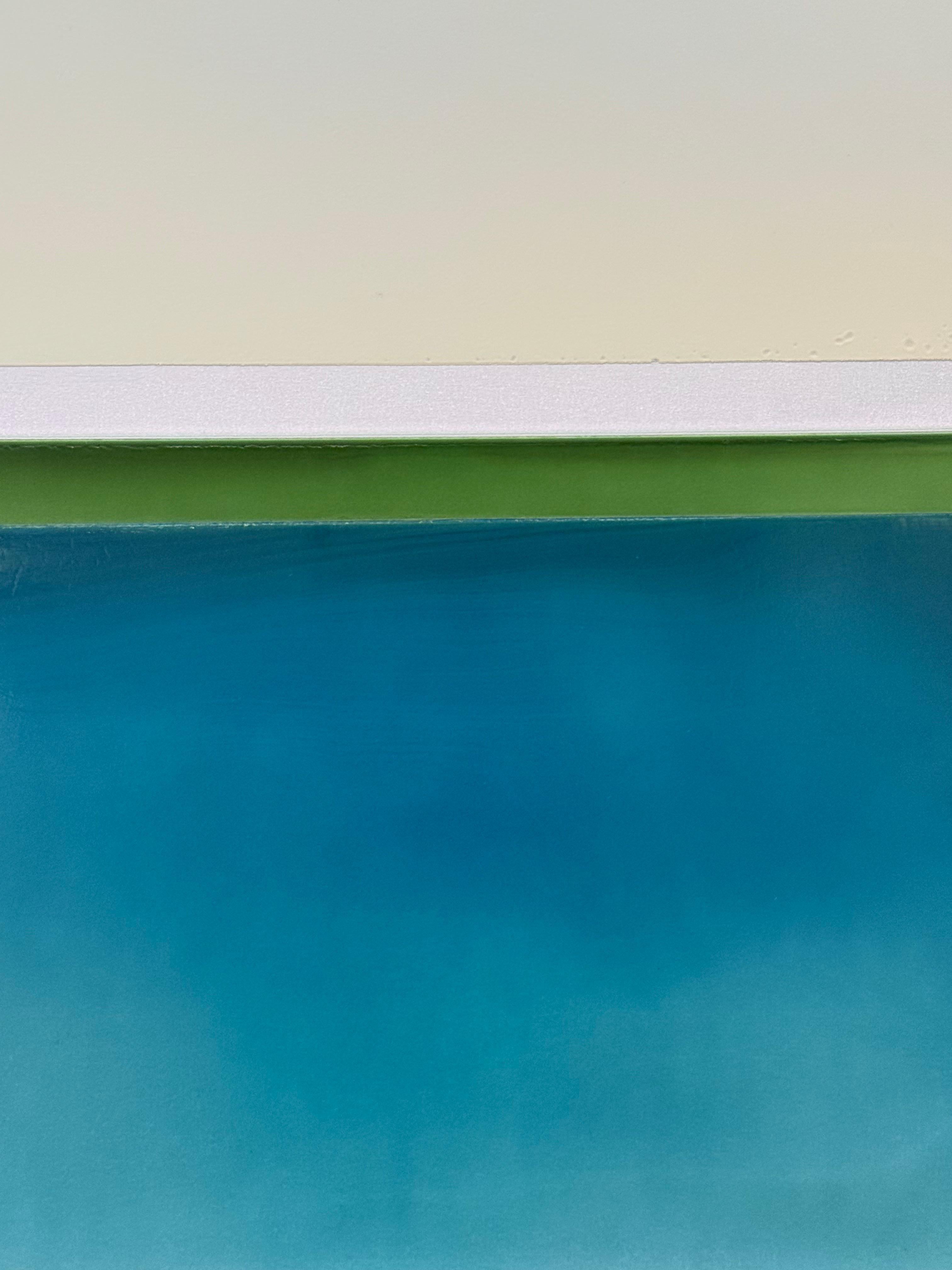 Bordo dell'acqua - Pittura contemporanea colata Blu Teal Verde Avorio, 2025 in vendita 6