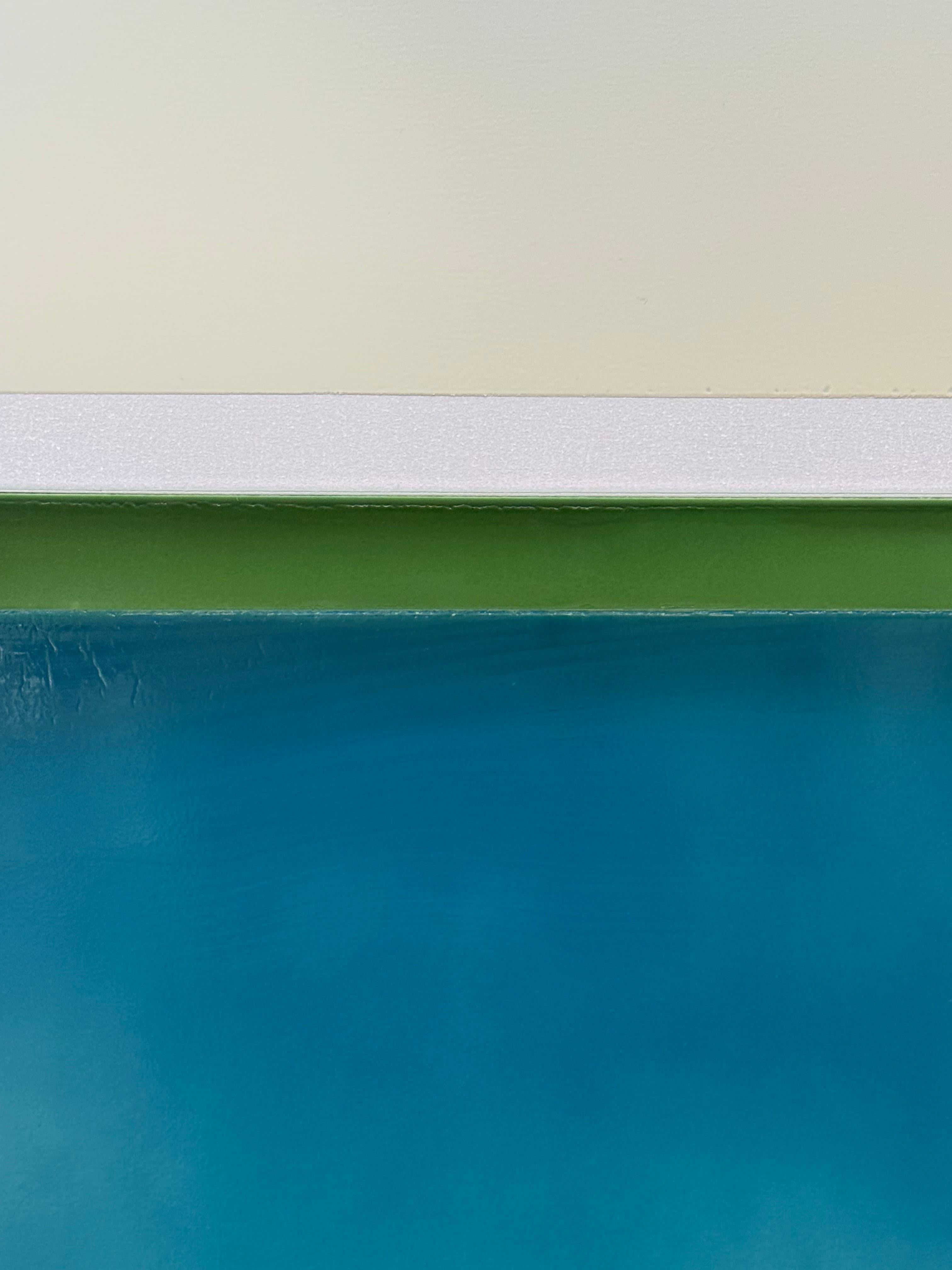 Bordo dell'acqua - Pittura contemporanea colata Blu Teal Verde Avorio, 2025 in vendita 7