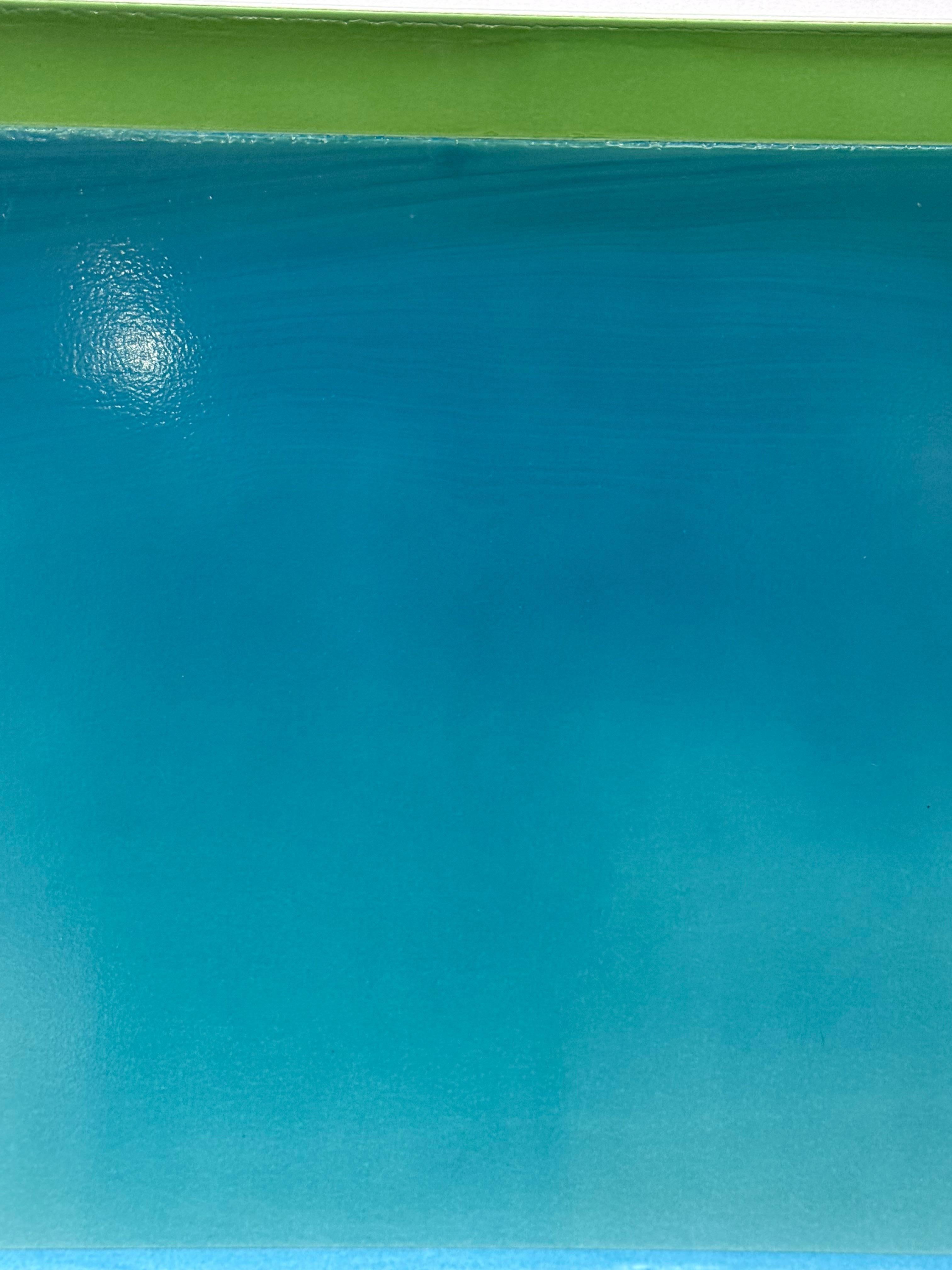 Bordo dell'acqua - Pittura contemporanea colata Blu Teal Verde Avorio, 2025 in vendita 8