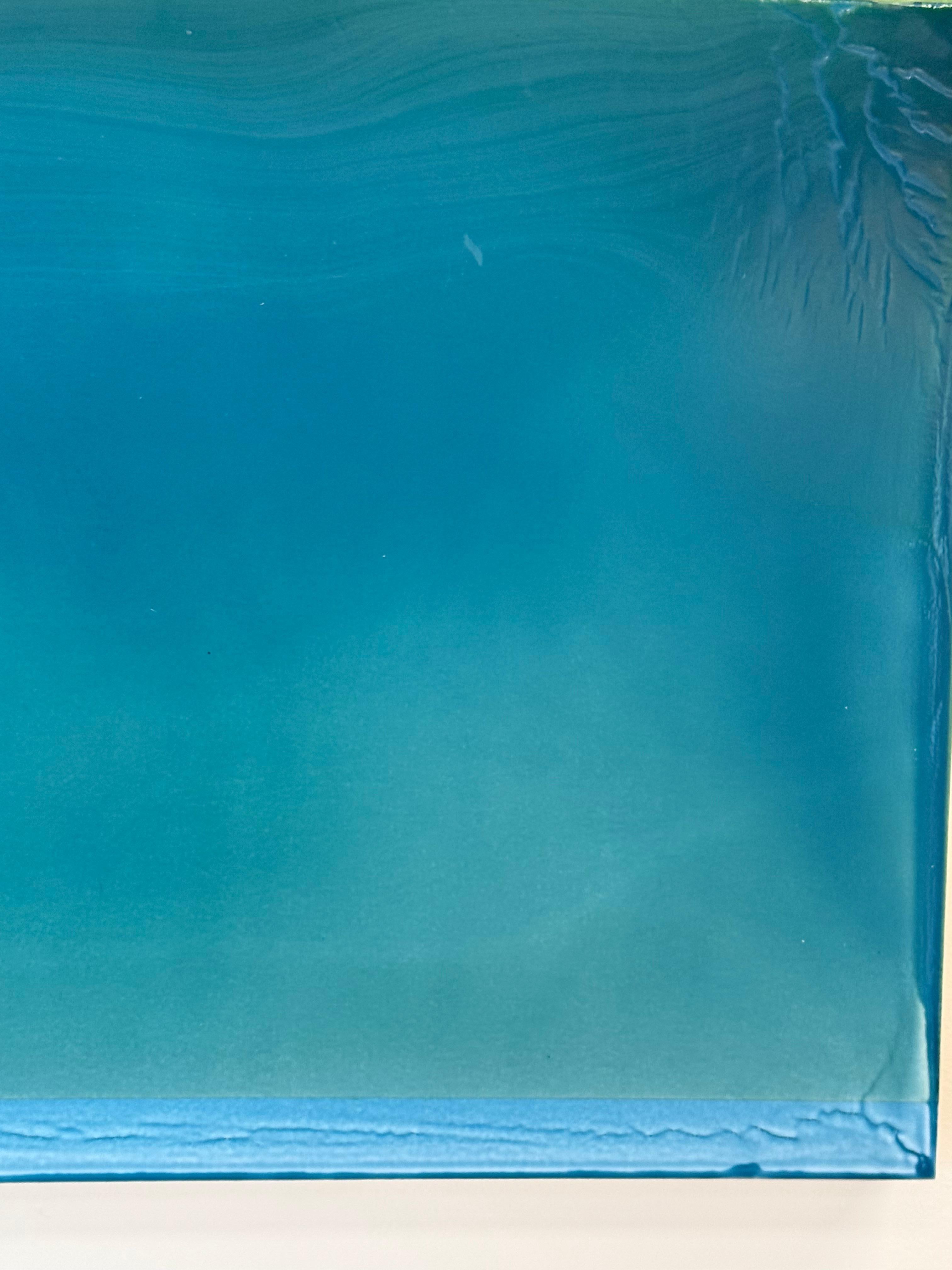 Bordo dell'acqua - Pittura contemporanea colata Blu Teal Verde Avorio, 2025 in vendita 9