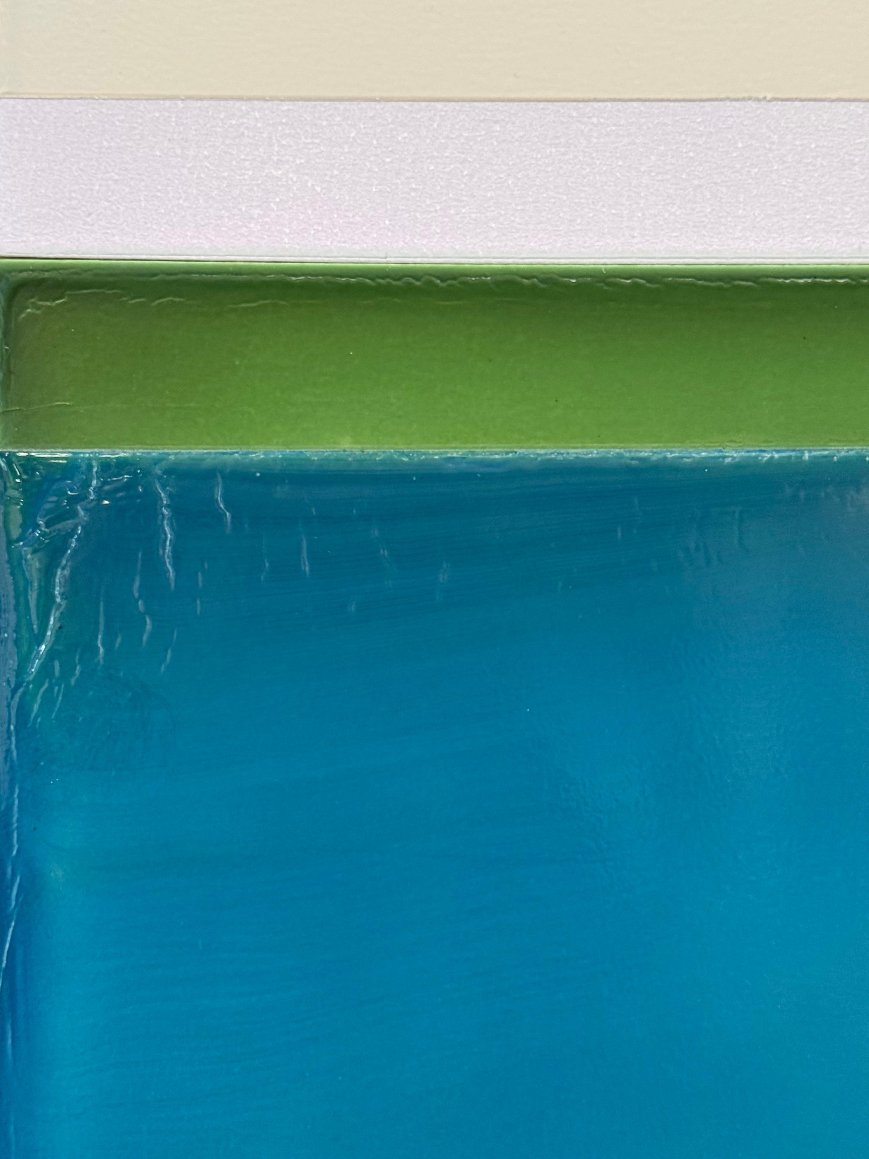 Bordo dell'acqua - Pittura contemporanea colata Blu Teal Verde Avorio, 2025 in vendita 11