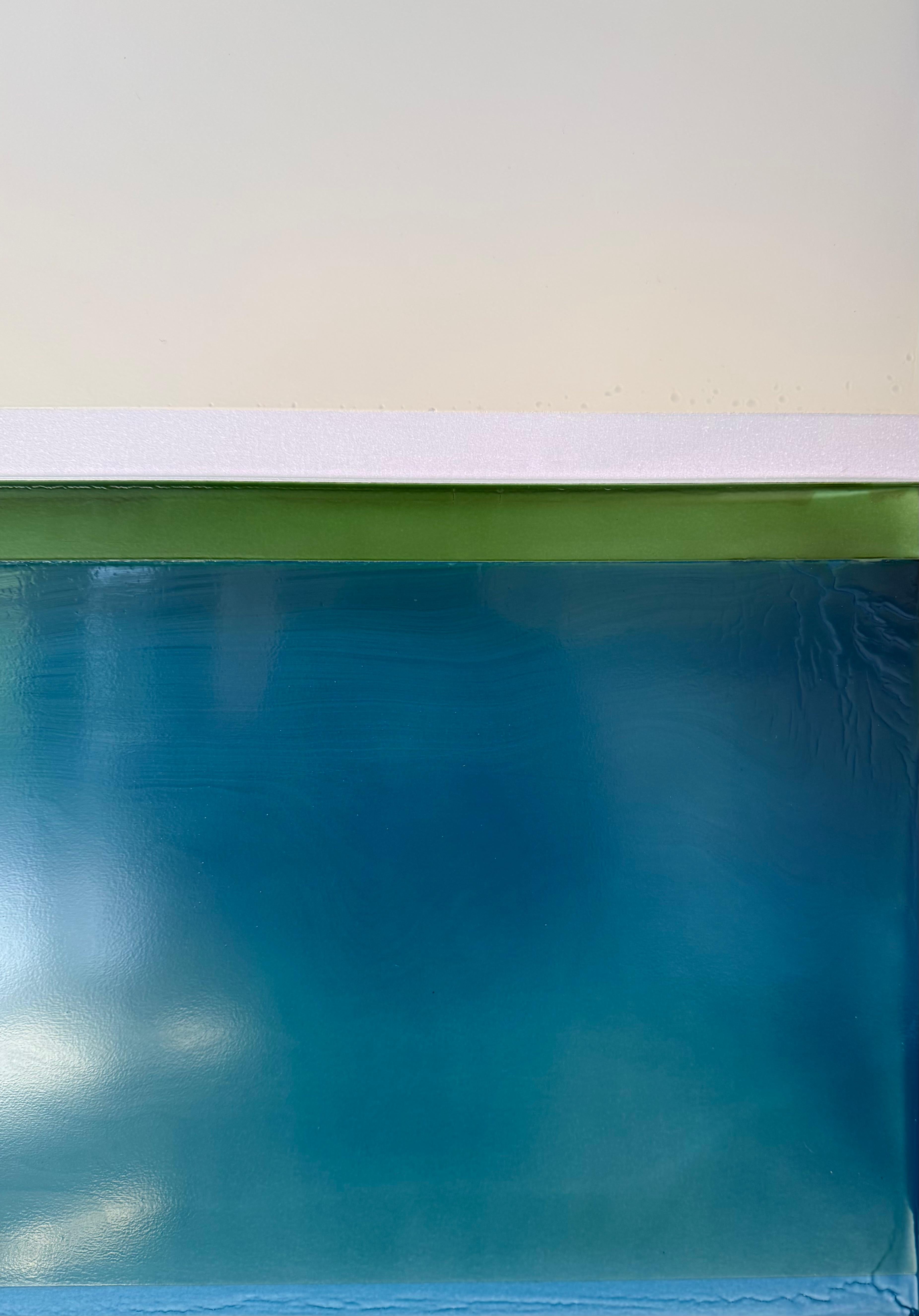Bordo dell'acqua - Pittura contemporanea colata Blu Teal Verde Avorio, 2025 in vendita 12