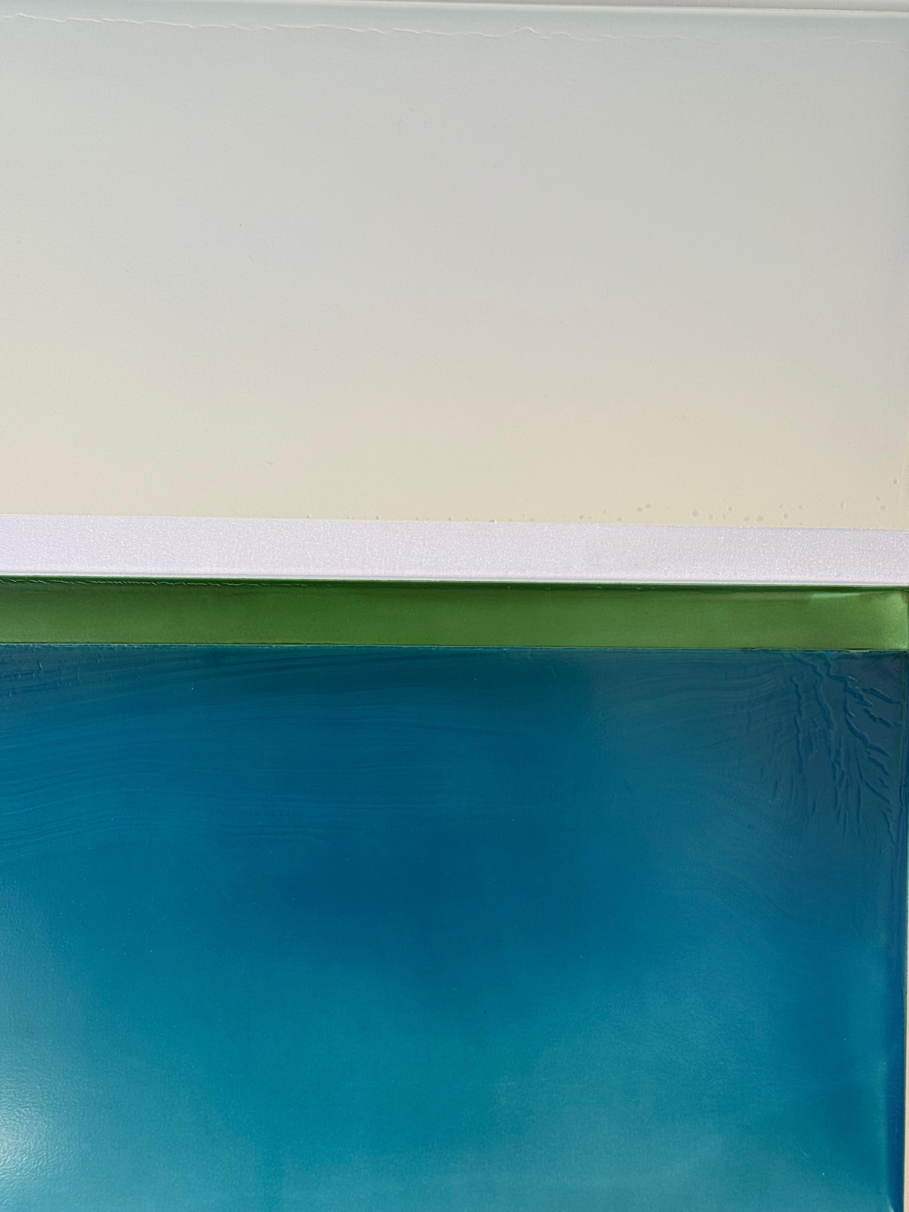 Bordo dell'acqua - Pittura contemporanea colata Blu Teal Verde Avorio, 2025 in vendita 13