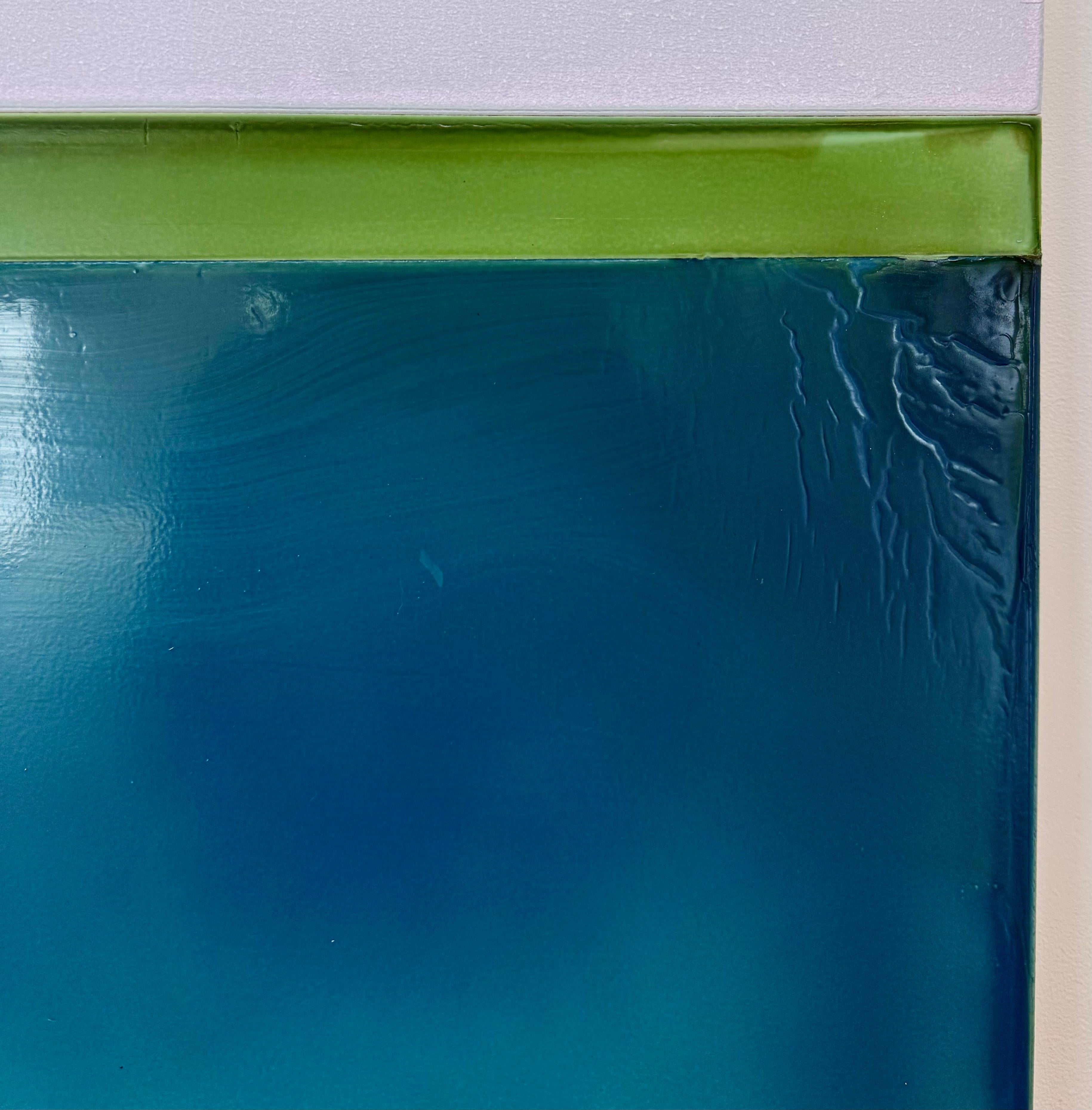 Bordo dell'acqua - Pittura contemporanea colata Blu Teal Verde Avorio, 2025 in vendita 14