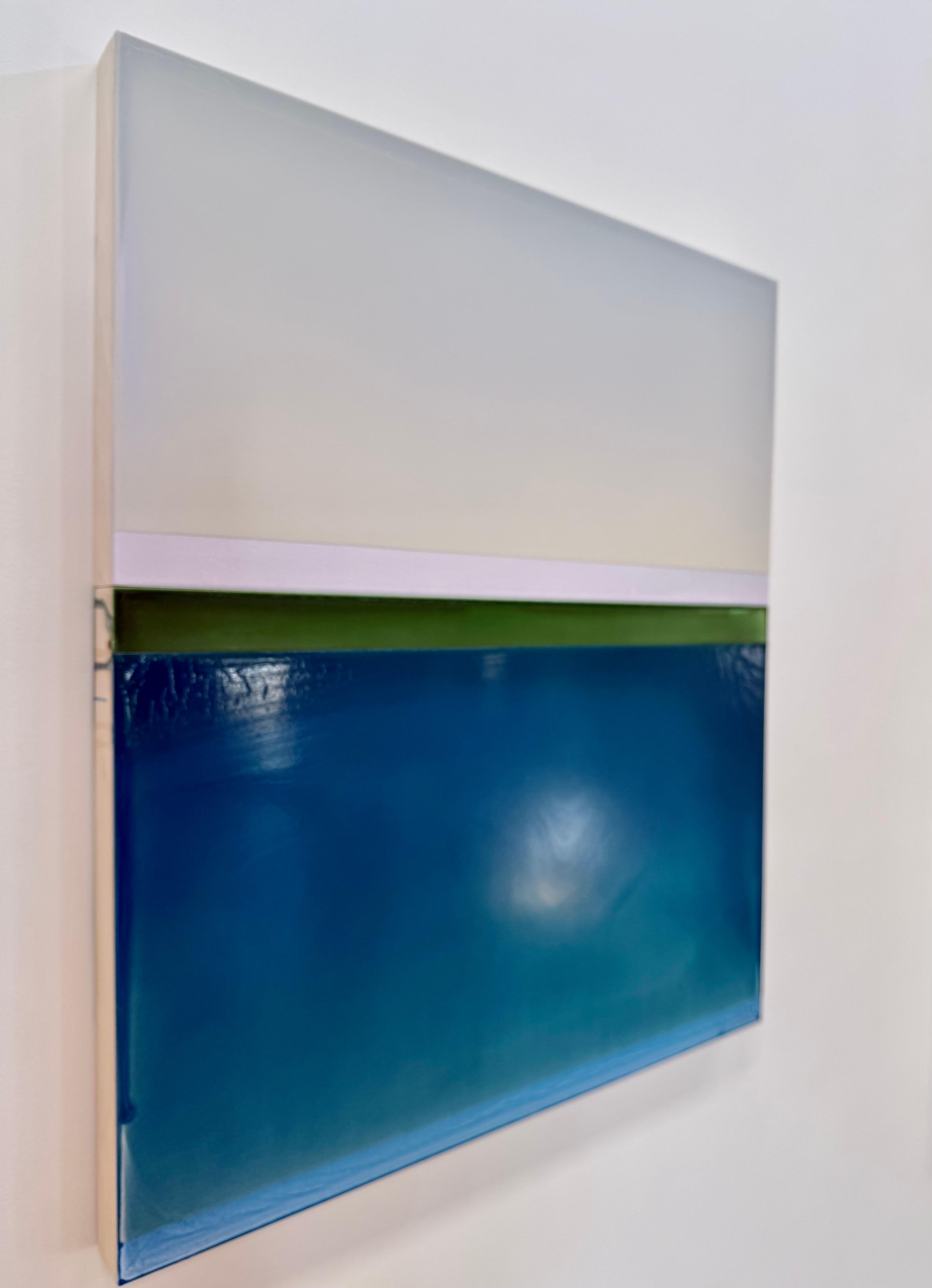 Bordo dell'acqua - Pittura contemporanea colata Blu Teal Verde Avorio, 2025 in vendita 16