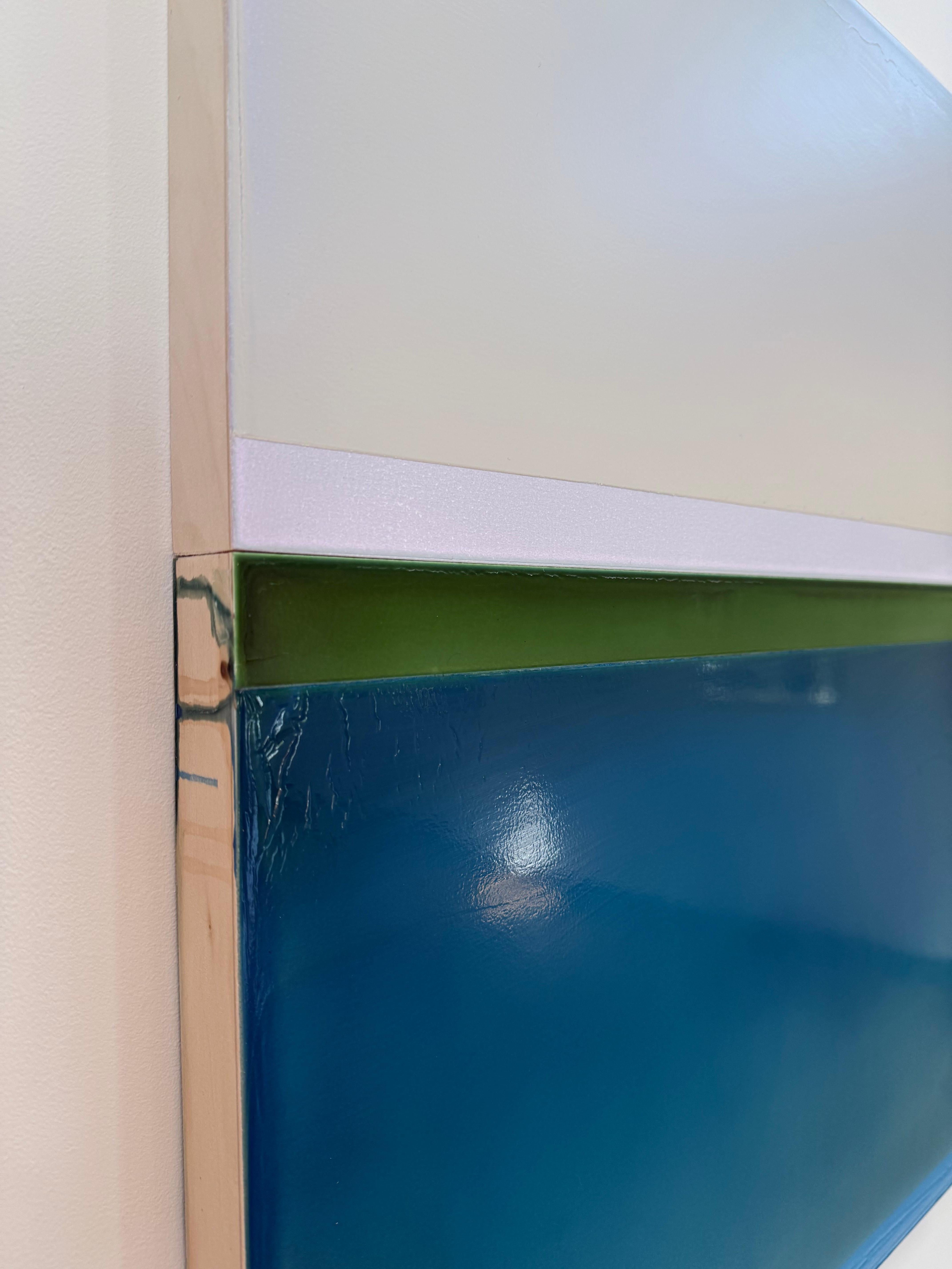 Bordo dell'acqua - Pittura contemporanea colata Blu Teal Verde Avorio, 2025 in vendita 4