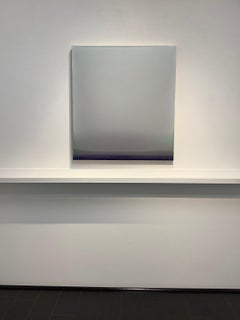 Falling Through Silence, Tinted Polymer Painting, Dark Violet, Soft Blue Gray