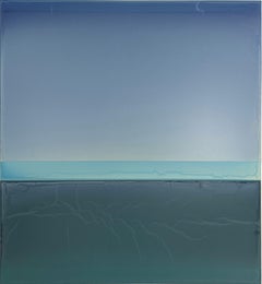 De nuages en nuages - Peinture coulée contemporaine Aqua Blue Teal, 2025