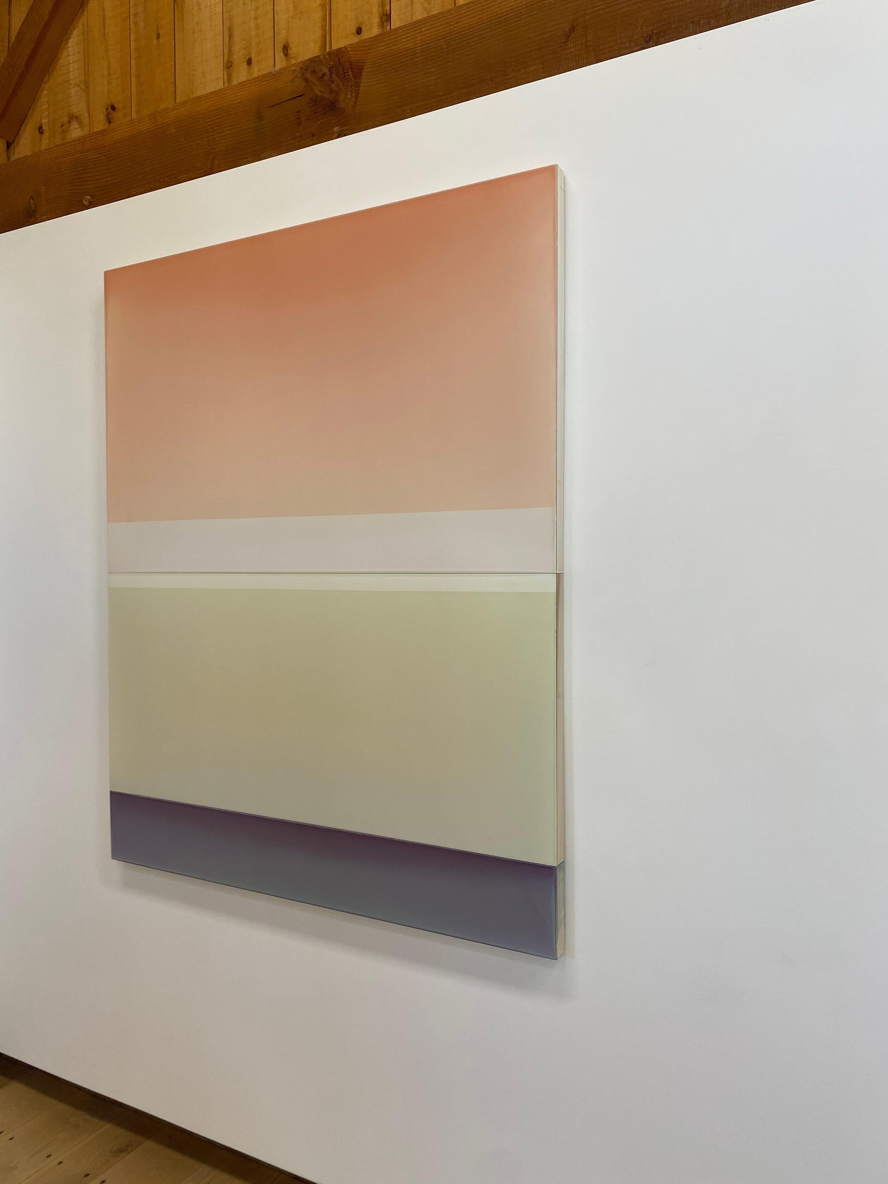 Joachims Dream - Pittura polimerica colorata, albicocca, giallo avorio, viola, 2022 - Painting di Susan English