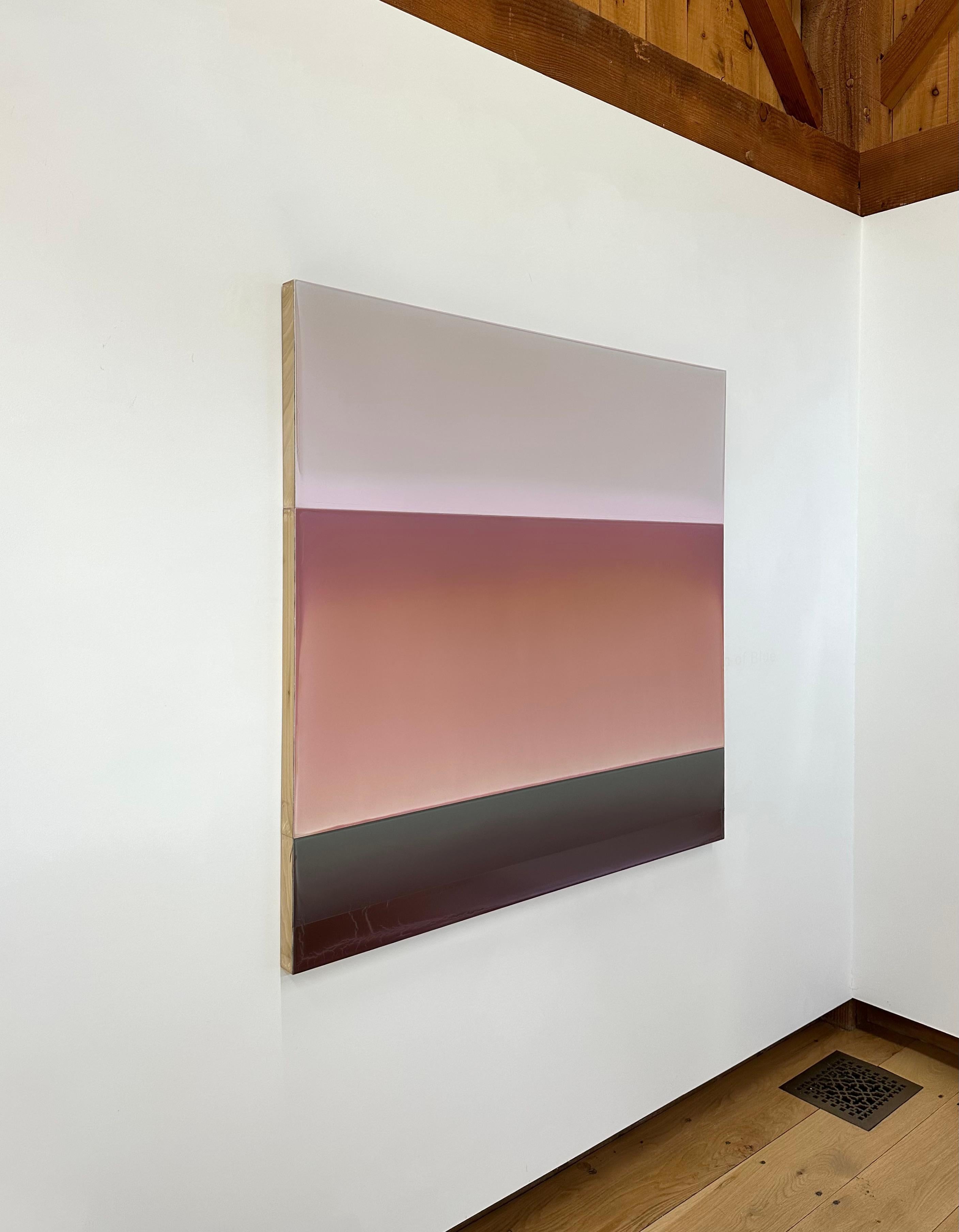 Kermes and Cochineal (FS) by Susan English is a wonderful play of color, light, and composition. The layers of English's tinted polymer on aluminum create the depth and surface textures throughout the painting, which is composed of three panels. The