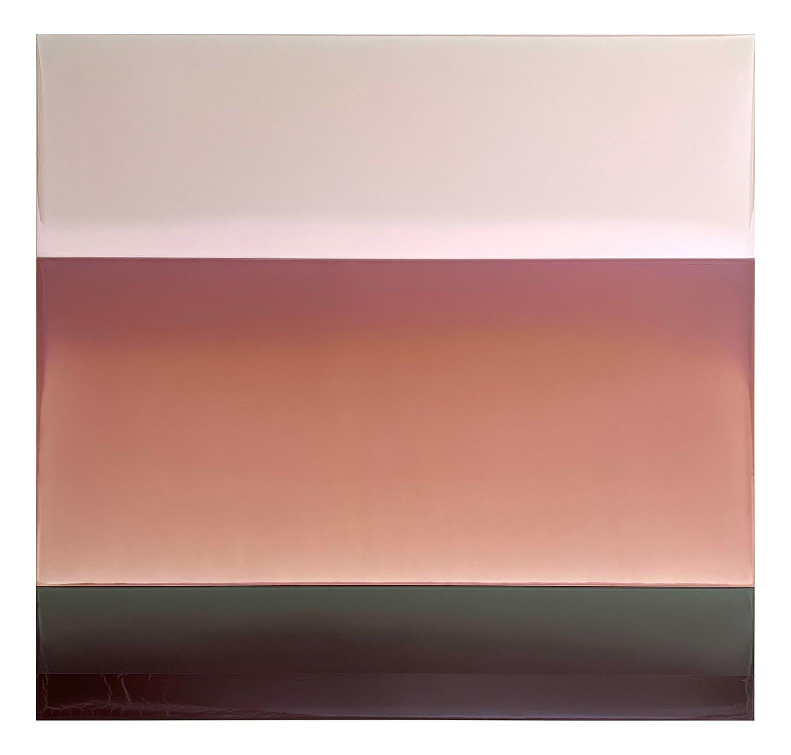 Susan English Abstract Painting - Kermes and Cochineal (FS), Mulberry, Peach, Pale Pink Tinted Polymer Painting