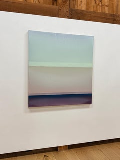 Of Earth - Contemporary Poured Painting Dark Purple Pale Mint Blue Green, 2025