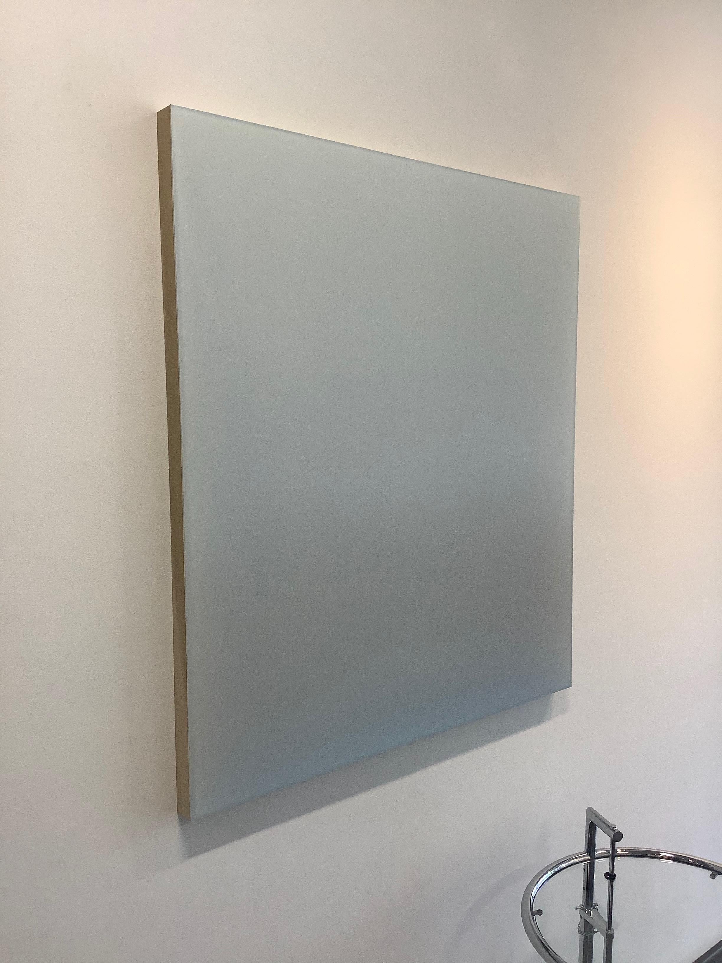 Outland 13 - Pintura Abstracta Vertida Polímero Tintado Mate Gris Azul Hielo, 2019 en venta 6